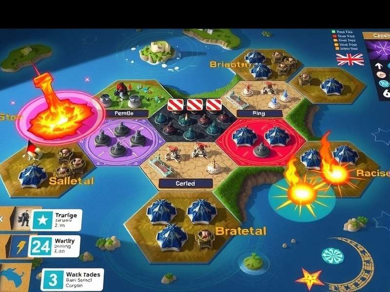 Storm Surge Star game board showcasing tactical battle zones, coastal landscapes, and desi-themed action elements